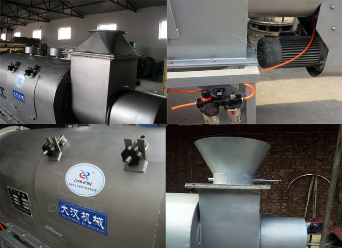 氣旋篩：電機(jī)，進(jìn)料口，氣壓裝置等特寫圖片