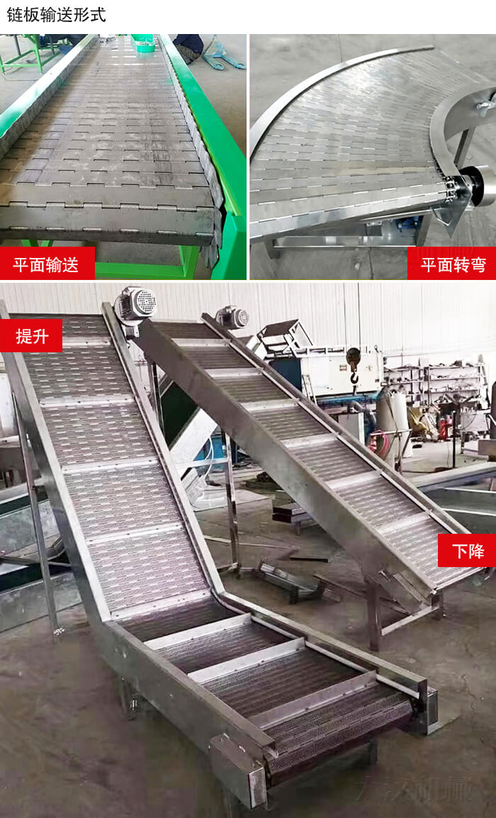鏈板輸送機平面輸送，平面拐彎，提升等運行現(xiàn)場圖片